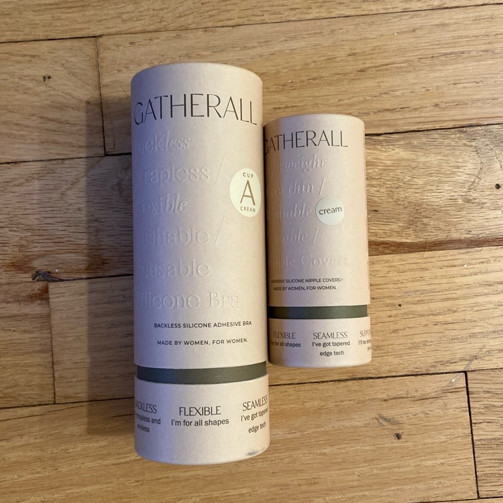 BNWT Gatherall adhesive bra (A) with cream nipple covers